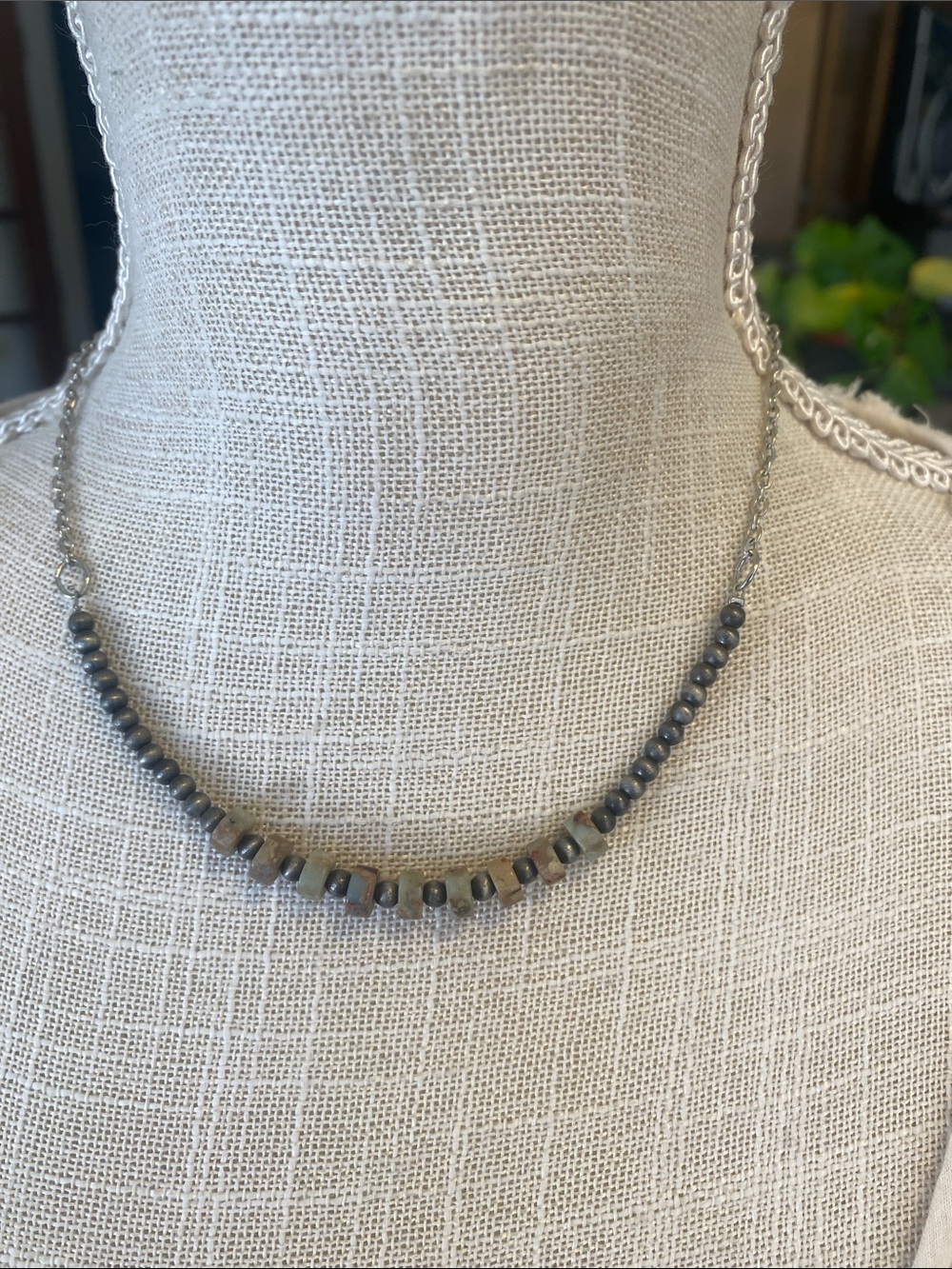 Handcrafted Gray Beaded Necklace - Minimalist Women's Jewelry